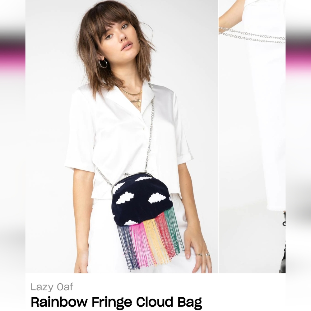 Lazy oaf rainbow fringe bag Dollskill NWT